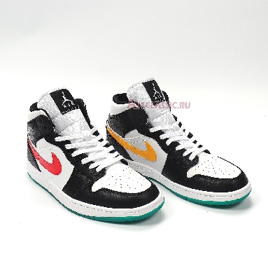 Air Jordan 1 Mid Alternate Swoosh BQ6472-063 Black/University Red/White/Lucid Green Sneakers