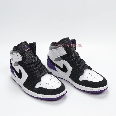 Air Jordan 1 Mid Surfaces With Purple 852542-105 Black/White/Purple Mens Womens Shoes