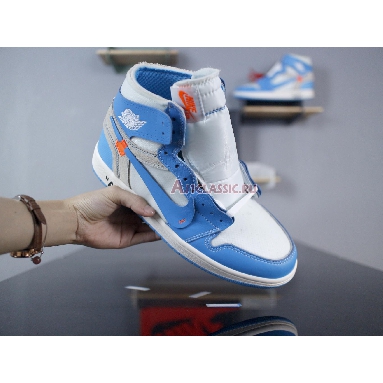 Off-White x Air Jordan 1 Retro High OG UNC AQ0818-148 White/Dark Powder Blue-Cone Mens Womens Shoes