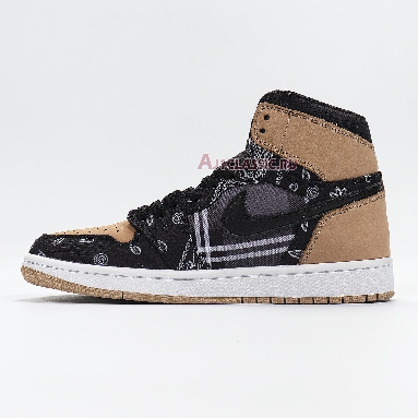 Travis Scott x Air Jordan 1 High OG Jackboys CK5088-001 Black/Parachute Beige-Petra Brown-Black Mens Womens Shoes