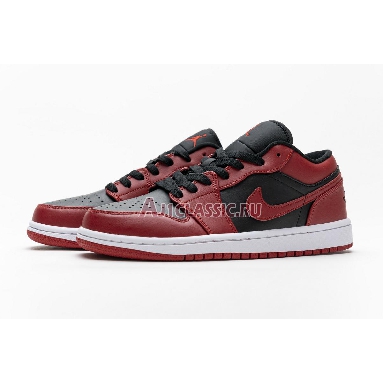 Air Jordan 1 Low Reverse Bred 553558-606 Black/Black/Gym Red Mens Womens Shoes