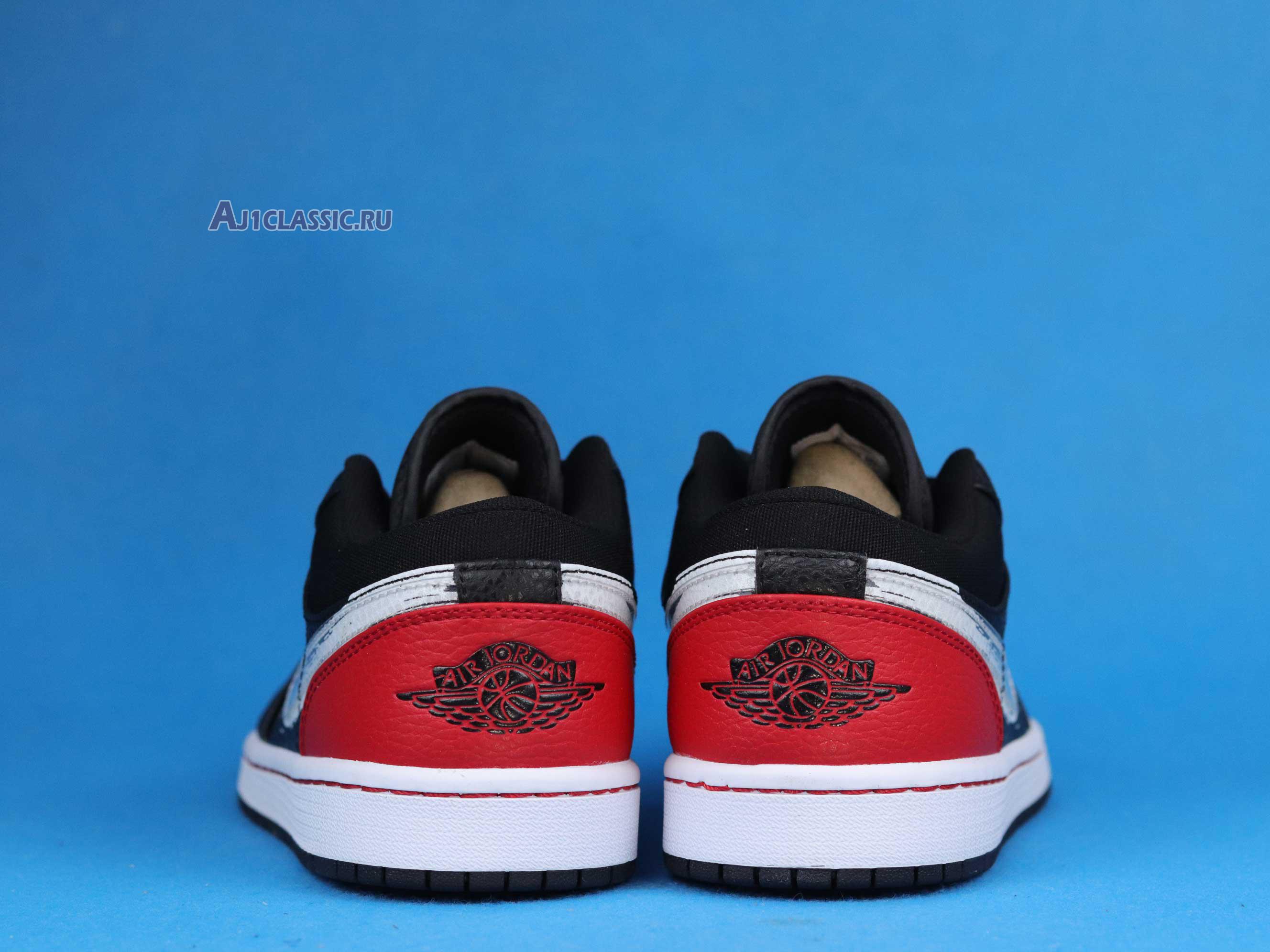 New Air Jordan 1 Low "Brushstroke Swoosh - Black Red" DA4659-001 Shoes