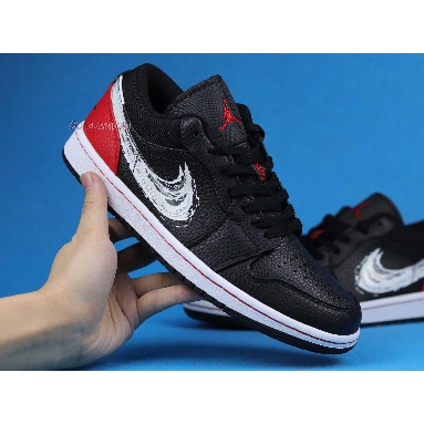 Air Jordan 1 Low Brushstroke Swoosh - Black Red DA4659-001 Brushstroke Swoosh - Black Red Mens Womens Shoes