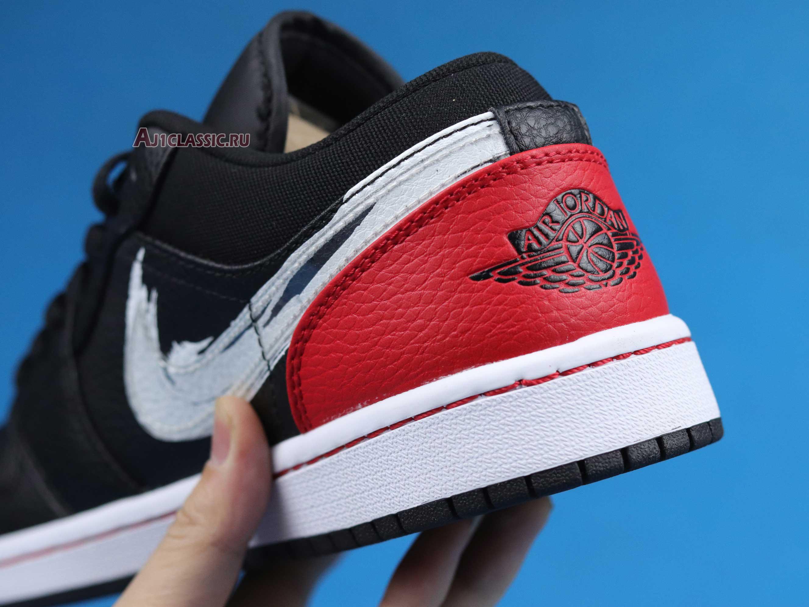 New Air Jordan 1 Low "Brushstroke Swoosh - Black Red" DA4659-001 Shoes