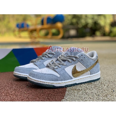 Sean Cliver x Nike SB Dunk Low DC9936-100 White/Psychic Blue-Metallic Gold Mens Womens Shoes