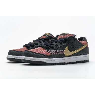 Nike Dunk Low Premium SB QS Walk Of Fame 504750-076 Black/Metallic Gold/Red Mens Womens Shoes