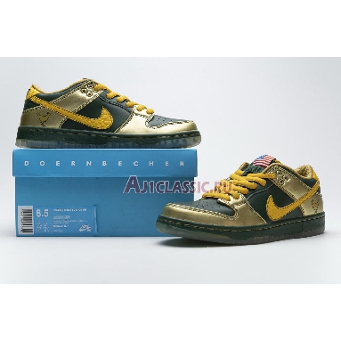 Nike Dunk Pro Low SB Doernbecher 2018 BV8740-377 Fir/University Gold-Metallic Gold Mens Womens Shoes