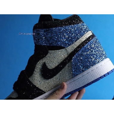 Surgeon Crafts fragment design x Air Jordan 1 Glitter CK5566-400 White/Black/Blue Sneakers