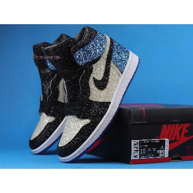 Surgeon Crafts fragment design x Air Jordan 1 Glitter CK5566-400 White/Black/Blue Mens Womens Shoes