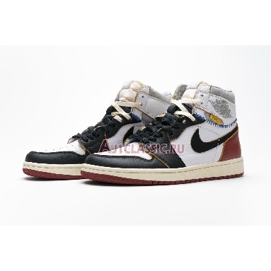 Union LA x Air Jordan 1 Retro High NRG Black Toe BV1300-106 White/Black/Varsity Red/Wolf Grey Mens Womens Shoes