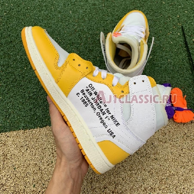 Off-White x Air Jordan 1 Retro High OG Canary Yellow AQ0818-149 White/Dark Powder Yellow/Cone Mens Womens Shoes