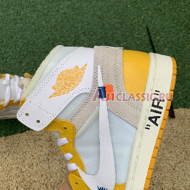 Off-White x Air Jordan 1 Retro High OG Canary Yellow AQ0818-149 White/Dark Powder Yellow/Cone Mens Womens Shoes