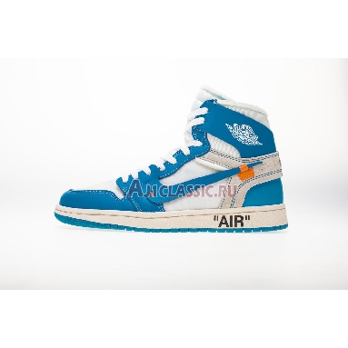 Off-White x Air Jordan 1 Retro High OG UNC AQ0818-148-2 White/Dark Powder Blue-Cone Mens Womens Shoes