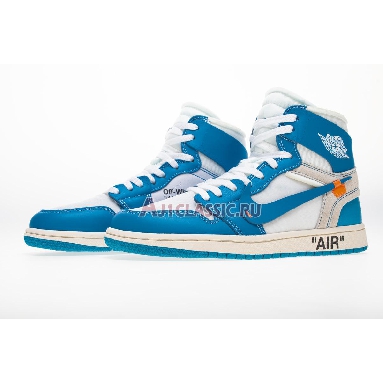 Off-White x Air Jordan 1 Retro High OG UNC AQ0818-148-2 White/Dark Powder Blue-Cone Mens Womens Shoes