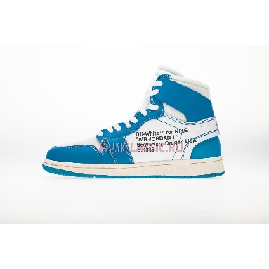 Off-White x Air Jordan 1 Retro High OG UNC AQ0818-148-2 White/Dark Powder Blue-Cone Mens Womens Shoes