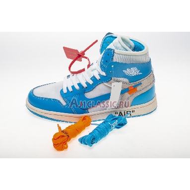 Off-White x Air Jordan 1 Retro High OG UNC AQ0818-148-2 White/Dark Powder Blue-Cone Mens Womens Shoes