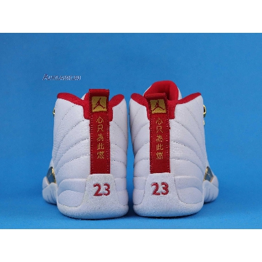 Air Jordan 12 Retro FIBA 130690-107 White/University Red-Metallic Gold Mens Womens Shoes