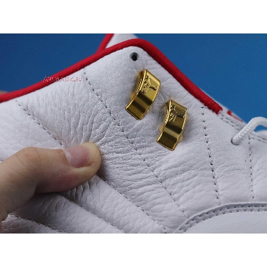 Air Jordan 12 Retro FIBA 130690-107 White/University Red-Metallic Gold Mens Womens Shoes