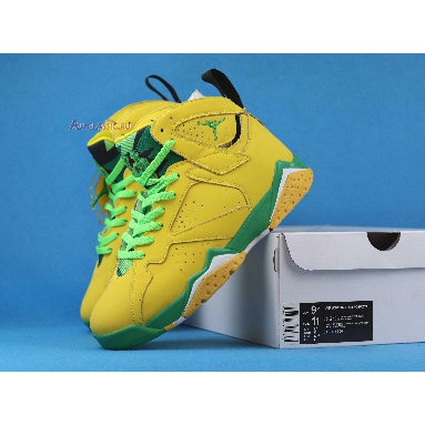 Air Jordan 7 Retro Oregon Ducks PE AT3375-300 Yellow Strike/Green Apple-Black-White Mens Womens Shoes