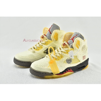 Off-White x Air Jordan 5 SP Sail DH8565-100 Sail/Fire Red/Muslin/Black Mens Womens Shoes