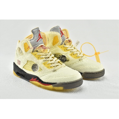 Off-White x Air Jordan 5 SP Sail DH8565-100 Sail/Fire Red/Muslin/Black Mens Womens Shoes