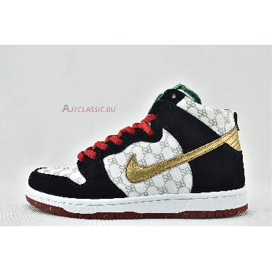 Black Sheep x Nike Dunk High SB Paid In Full 313171-170 White/Metallic Gold-Black Mens Womens Shoes