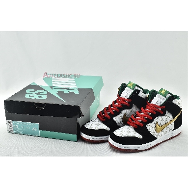 Black Sheep x Nike Dunk High SB Paid In Full 313171-170 White/Metallic Gold-Black Mens Womens Shoes