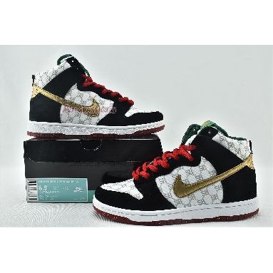 Black Sheep x Nike Dunk High SB Paid In Full 313171-170 White/Metallic Gold-Black Mens Womens Shoes