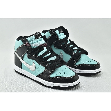 Diamond Supply Co x Nike Dunk High Premium SB Tiffany 653599-400 Aqua/Chrome-Black Mens Womens Shoes