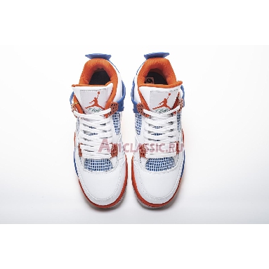 Air Jordan 4 Retro Knicks 308497-171 White/Old Royal-University Orange-Tech Grey Mens Womens Shoes