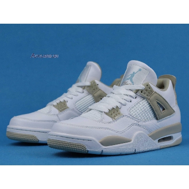 Air Jordan 4 Retro Linen 487724-118 White/Boarder Blue-Light Sand Sneakers