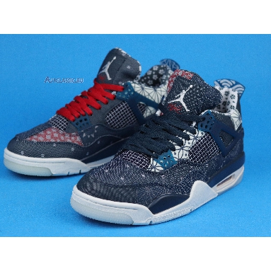 Air Jordan 4 Retro SE Sashiko CW0898-400 Deep Ocean/Sail/Cement Grey/Fire Red Sneakers