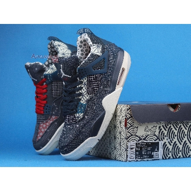 Air Jordan 4 Retro SE Sashiko CW0898-400 Deep Ocean/Sail/Cement Grey/Fire Red Mens Womens Shoes