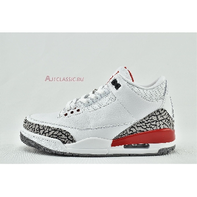 Air Jordan 3 Retro Hall of Fame 136064-116 White/Cement Grey-Black-Fire Red Mens Womens Shoes