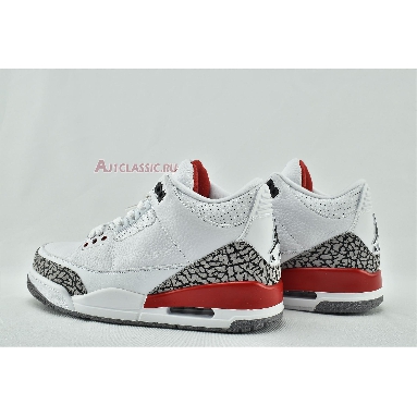 Air Jordan 3 Retro Hall of Fame 136064-116 White/Cement Grey-Black-Fire Red Mens Womens Shoes