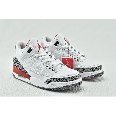 Air Jordan 3 Retro Hall of Fame 136064-116 White/Cement Grey-Black-Fire Red Mens Womens Shoes