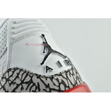 Air Jordan 3 Retro Hall of Fame 136064-116 White/Cement Grey-Black-Fire Red Mens Womens Shoes