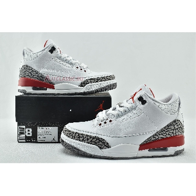 Air Jordan 3 Retro Hall of Fame 136064-116 White/Cement Grey-Black-Fire Red Mens Womens Shoes