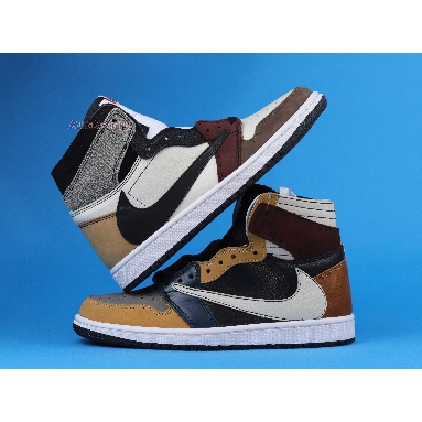 The Shoe Surgeon x Air Jordan 1 High Travis Scott Earth Tone Scrap Leather CD4487-100-3 Brown/Black/Earth Tone/White/Multi Color Mens Womens Shoes