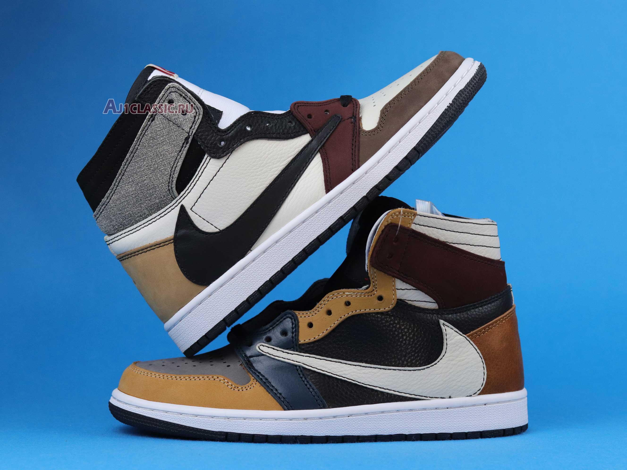 New The Shoe Surgeon x Air Jordan 1 High "Travis Scott Earth Tone Scrap Leather" CD4487-100-3 Shoes