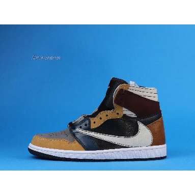 The Shoe Surgeon x Air Jordan 1 High Travis Scott Earth Tone Scrap Leather CD4487-100-3 Brown/Black/Earth Tone/White/Multi Color Mens Womens Shoes