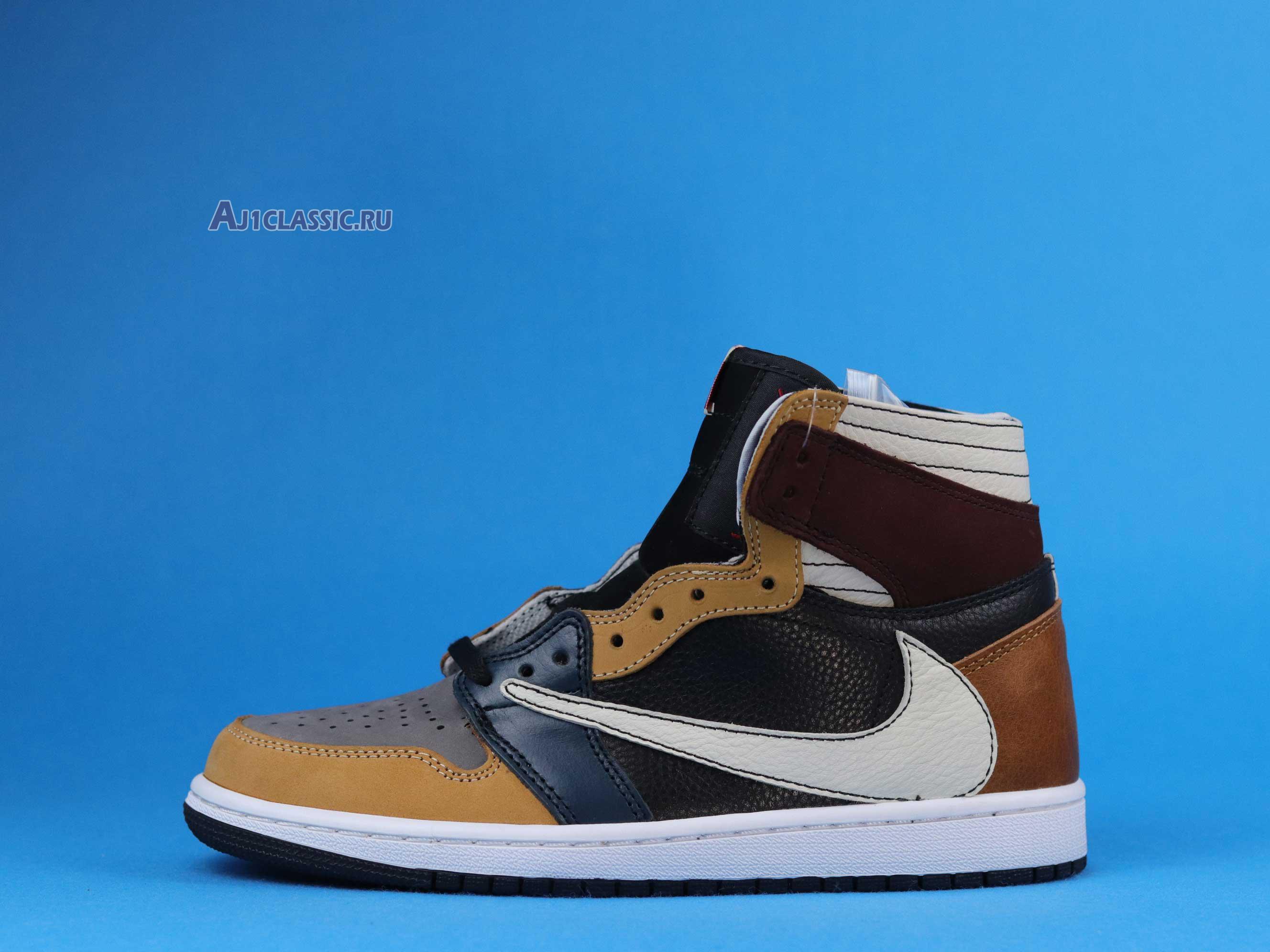 New The Shoe Surgeon x Air Jordan 1 High "Travis Scott Earth Tone Scrap Leather" CD4487-100-3 Shoes