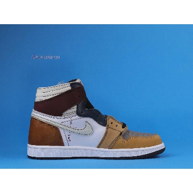 The Shoe Surgeon x Air Jordan 1 High Travis Scott Earth Tone Scrap Leather CD4487-100-3 Brown/Black/Earth Tone/White/Multi Color Mens Womens Shoes