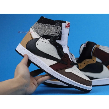 The Shoe Surgeon x Air Jordan 1 High Travis Scott Earth Tone Scrap Leather CD4487-100-3 Brown/Black/Earth Tone/White/Multi Color Mens Womens Shoes