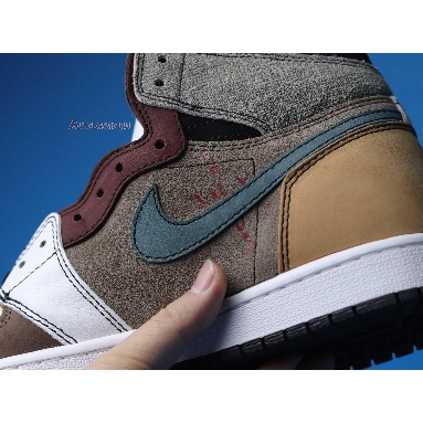 The Shoe Surgeon x Air Jordan 1 High Travis Scott Earth Tone Scrap Leather CD4487-100-3 Brown/Black/Earth Tone/White/Multi Color Mens Womens Shoes