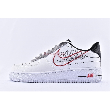 Nike Air Force 1 Low Script Swoosh CK9257-100 White/Black-University Red Mens Womens Shoes