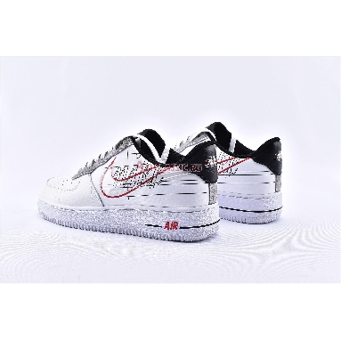 Nike Air Force 1 Low Script Swoosh CK9257-100 White/Black-University Red Mens Womens Shoes