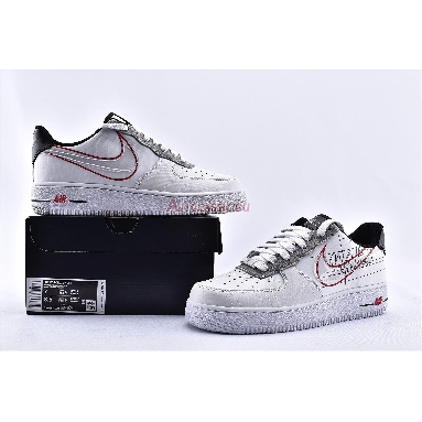 Nike Air Force 1 Low Script Swoosh CK9257-100 White/Black-University Red Mens Womens Shoes