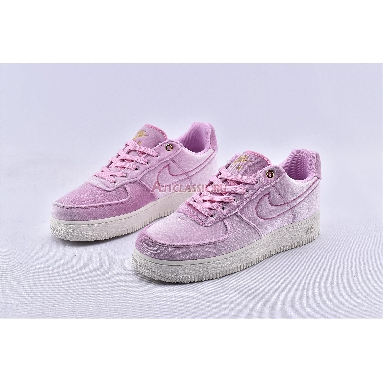 Nike Air Force 1 Low 07 Premium Pink Velour AT4144-600 Pink Rise/Pink Rise-Sail-Metallic Gold Mens Womens Shoes