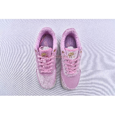 Nike Air Force 1 Low 07 Premium Pink Velour AT4144-600 Pink Rise/Pink Rise-Sail-Metallic Gold Mens Womens Shoes